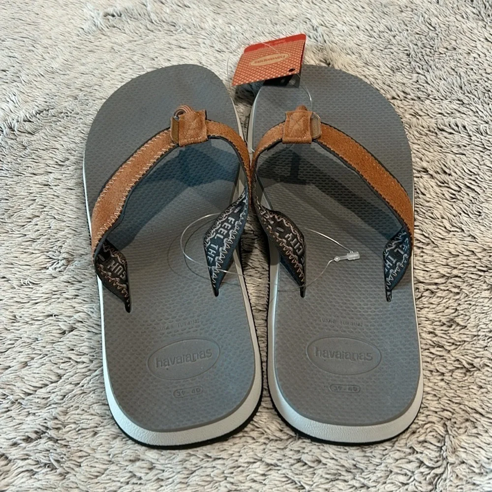 Havaianas Men's Graphite Gray Flip Flops size 8 made in Brazil